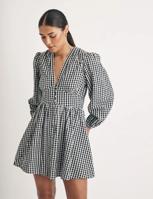 Black Gingham Starlight Mini Dress sold by Nobody's Child