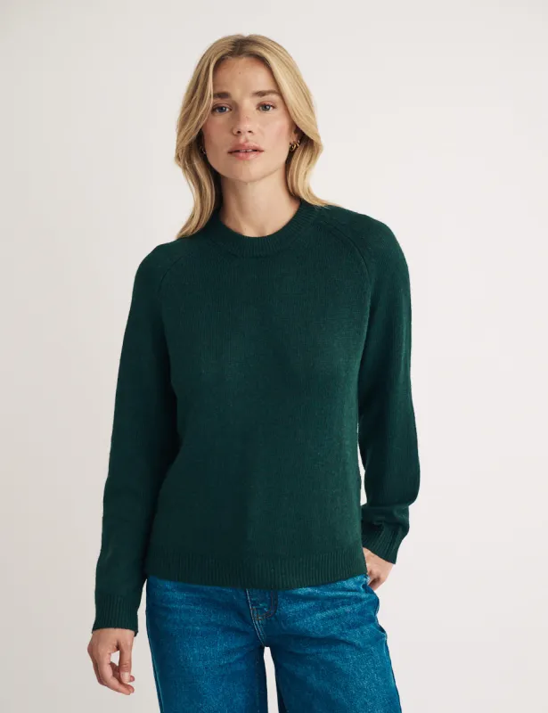Dark Green Crew Neck Knitted Jumper sold by Nobody's Child