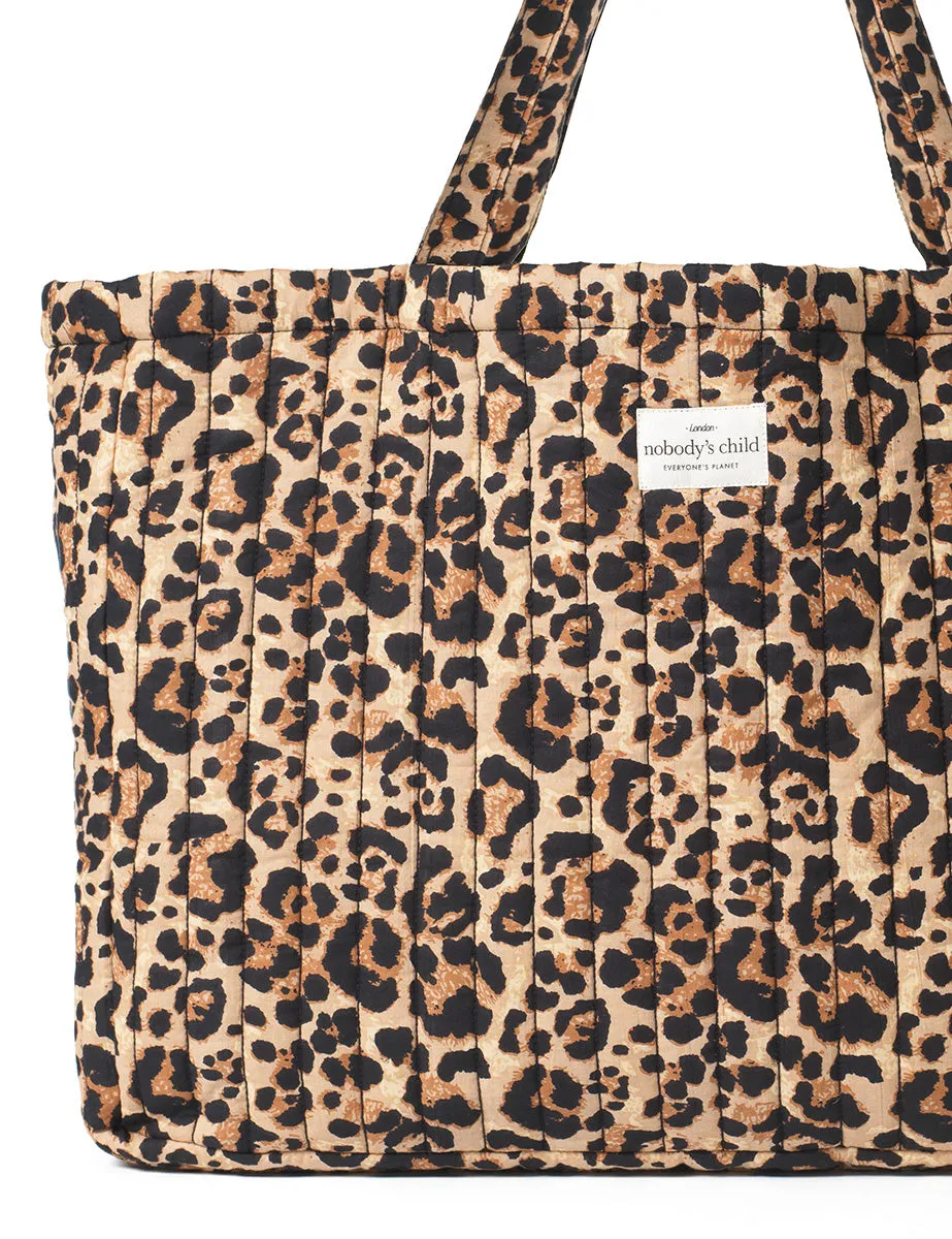 Leopard Print Quilted Tote Bag sold by Nobody's Child product image thumbnail 3