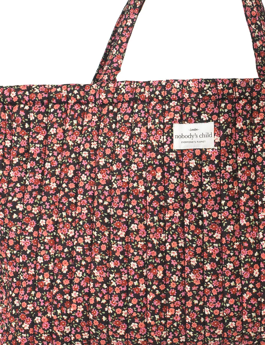 Black Ditsy Floral Quilted Tote Bag sold by Nobody's Child product image thumbnail 2