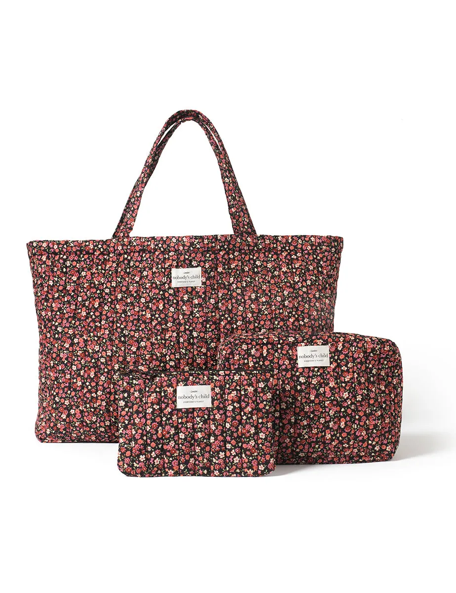 Black Ditsy Floral Quilted Tote Bag sold by Nobody's Child product image thumbnail 3