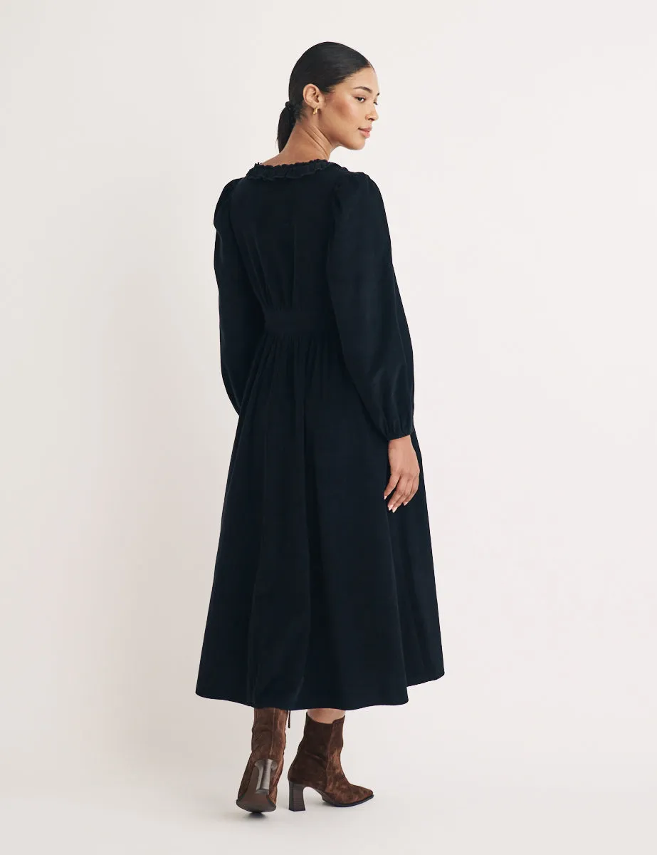 Black Cord Long Sleeve Flossie Midi Dress sold by Nobody's Child product image thumbnail 5