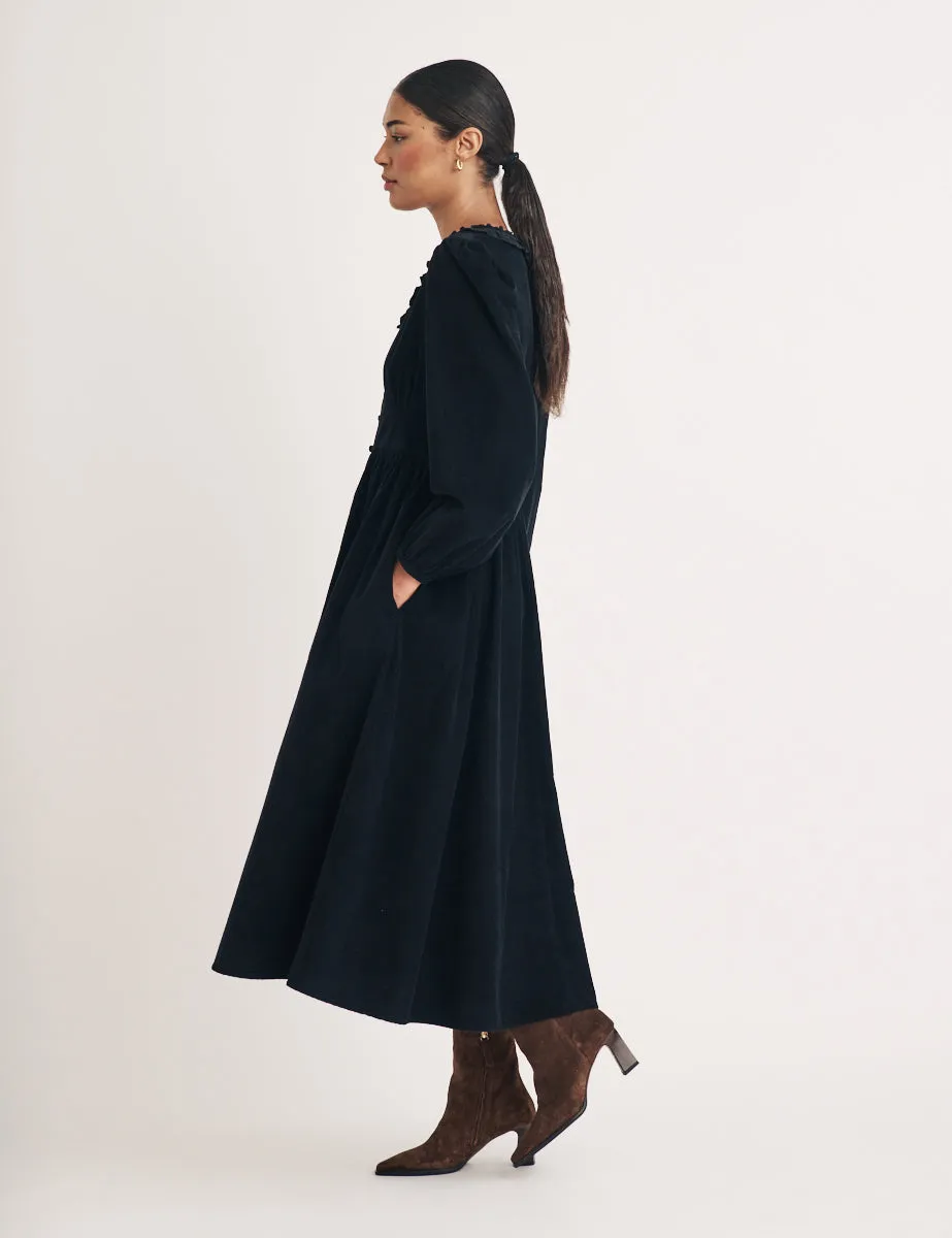 Black Cord Long Sleeve Flossie Midi Dress sold by Nobody's Child product image thumbnail 3