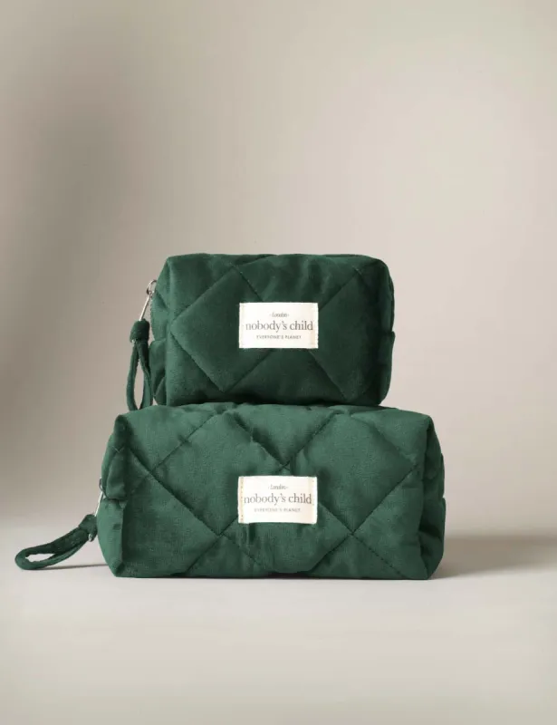 Green Medium Velvet Wash Bag sold by Nobody's Child