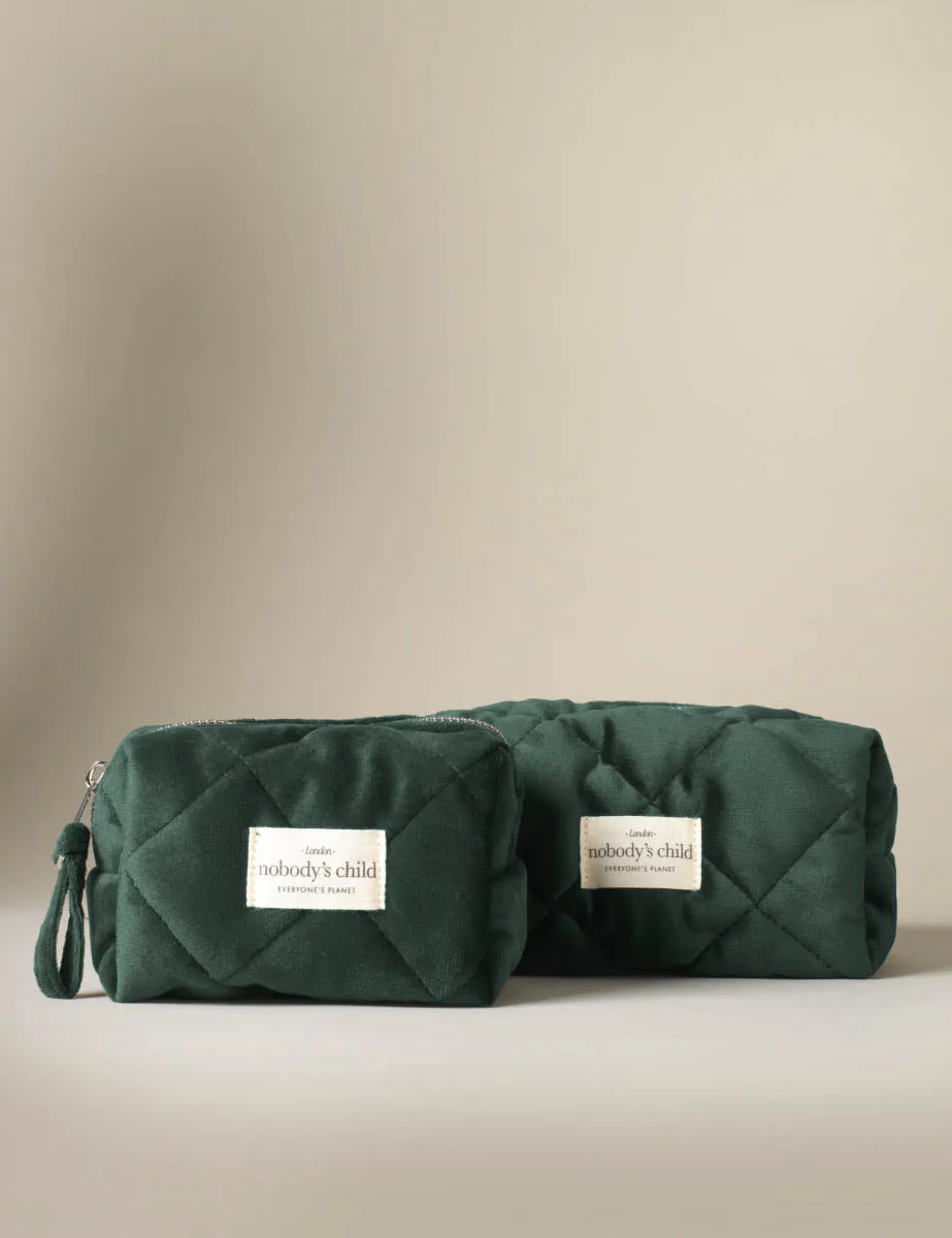 Green Small Velvet Wash Bag sold by Nobody's Child