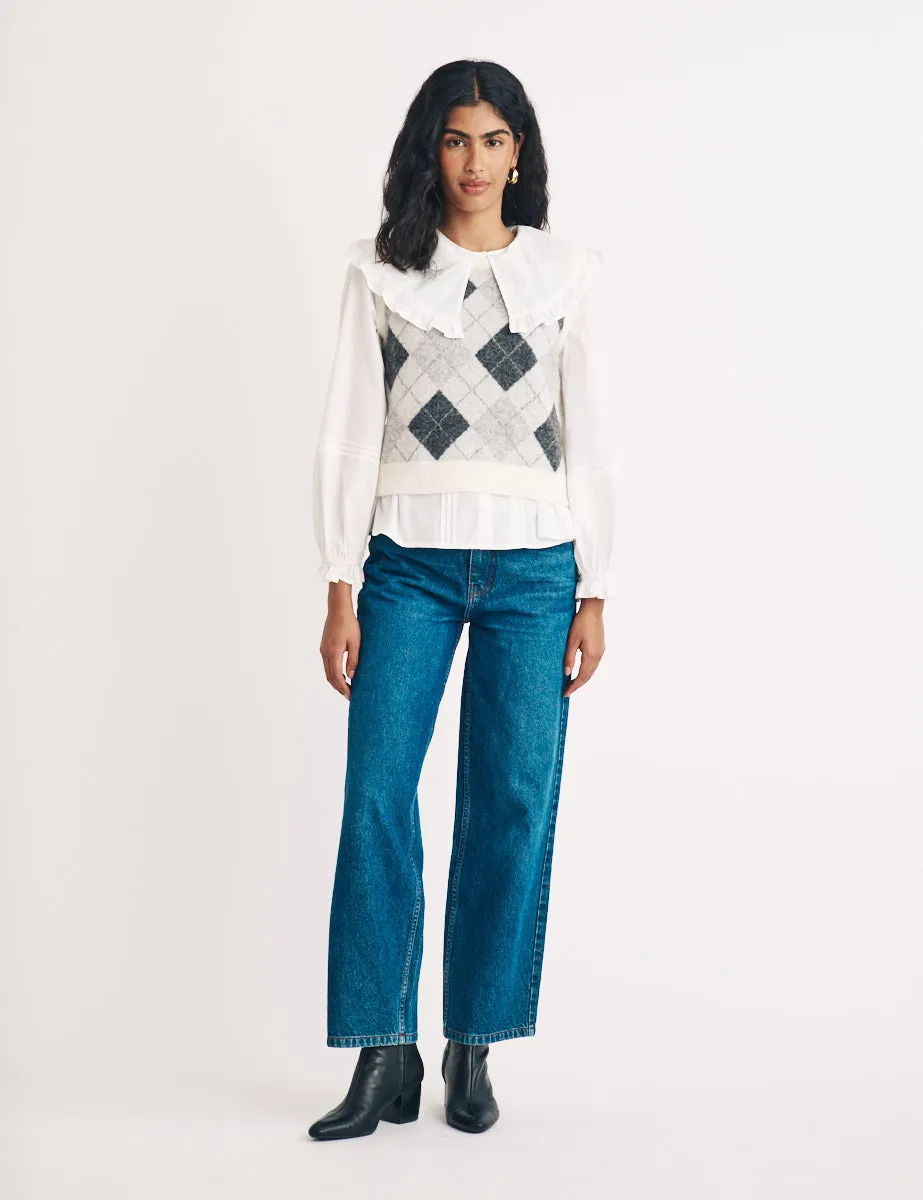 Grey Argyle Wool Knitted Vest sold by Nobody's Child product image thumbnail 4