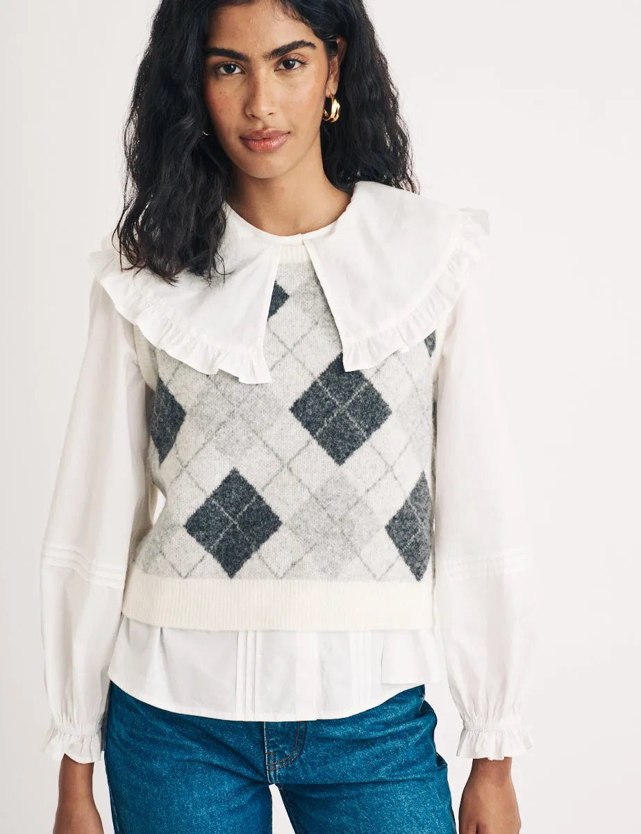 Grey Argyle Wool Knitted Vest sold by Nobody's Child