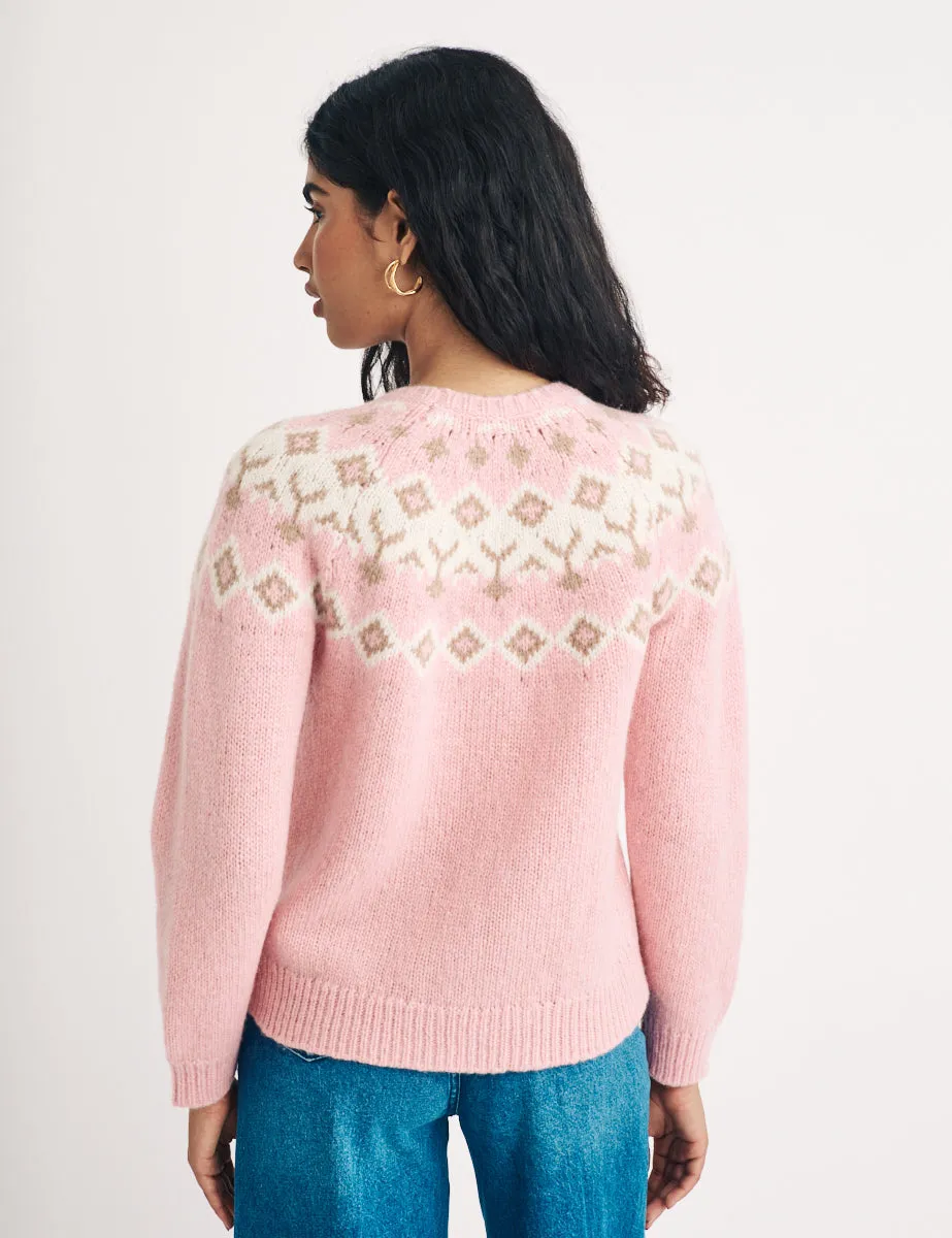 Pink Fair Isle Knitted Wool Jumper sold by Nobody's Child product image thumbnail 4