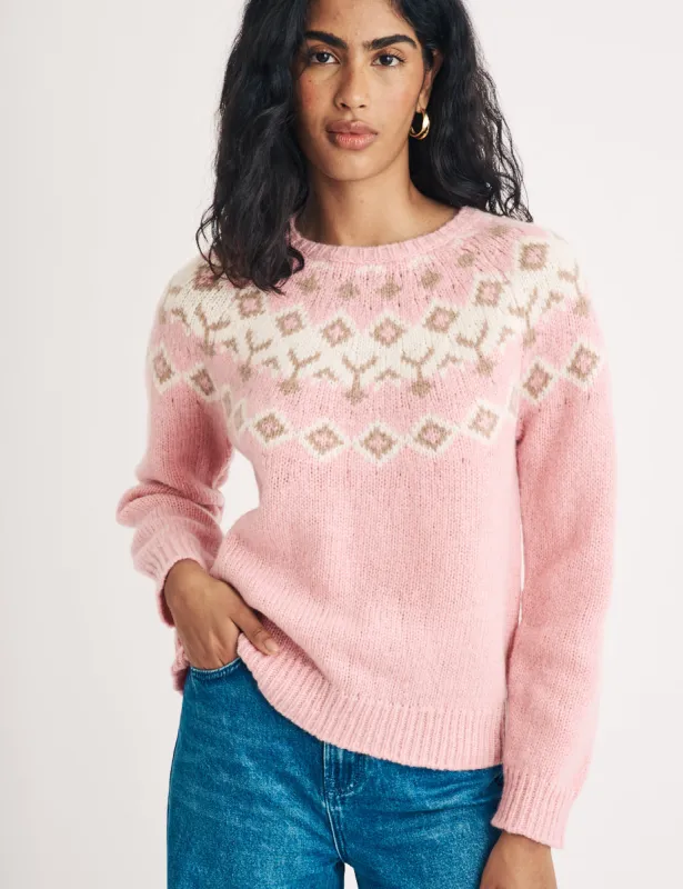Pink Fair Isle Knitted Wool Jumper sold by Nobody's Child