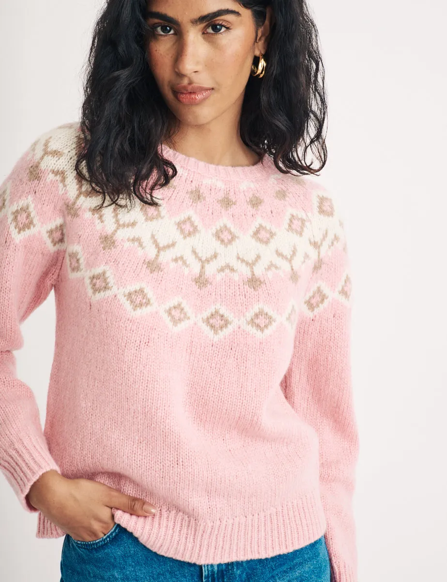 Pink Fair Isle Knitted Wool Jumper sold by Nobody's Child product image thumbnail 3