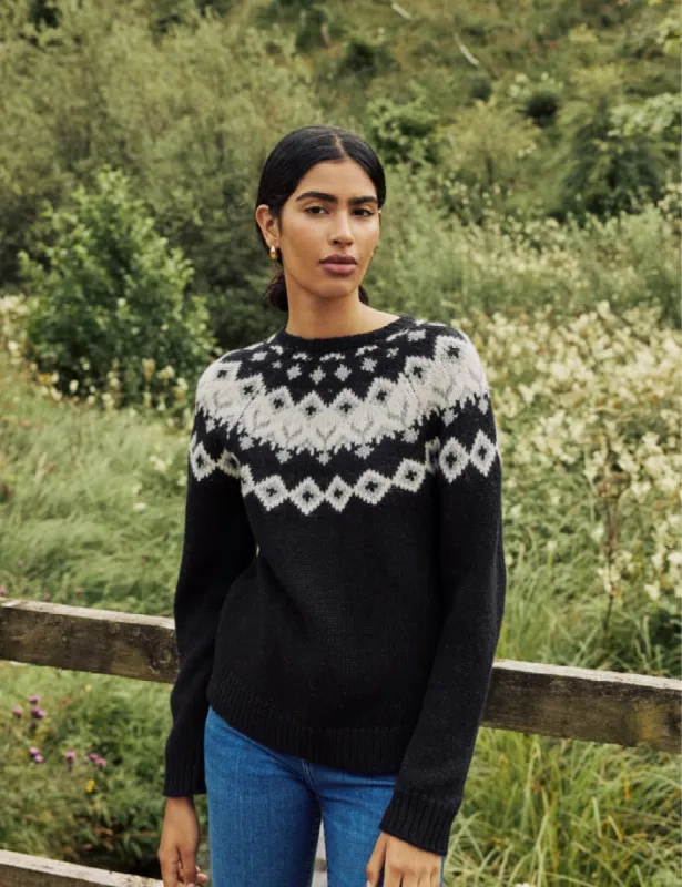 Black Fair Isle Knitted Wool Jumper sold by Nobody's Child