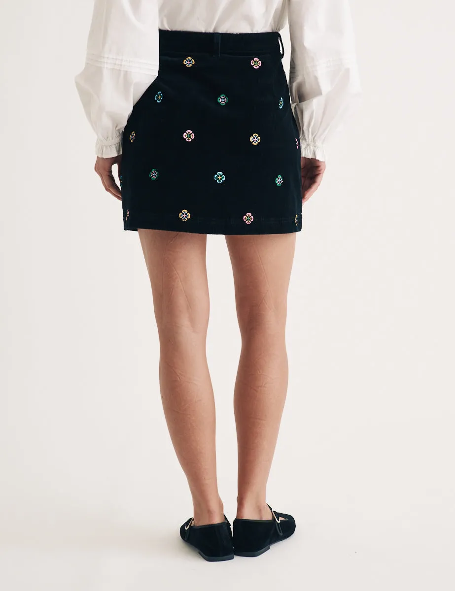 Black Embroidered Cord Zip Through Mini Skirt sold by Nobody's Child product image thumbnail 4