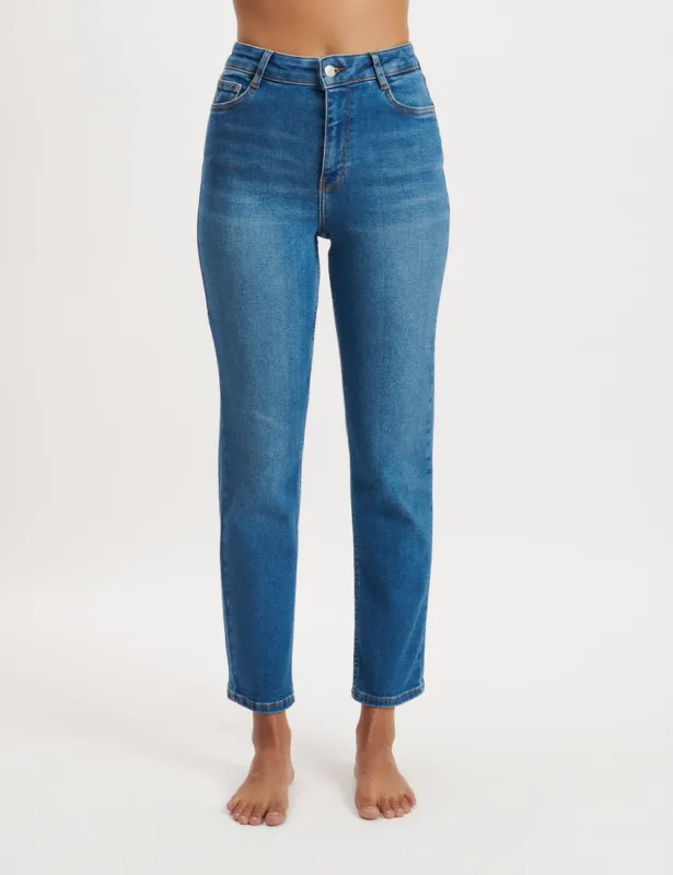Blue Mid Rise Chelsea Skinny Jeans made by Nobody's Child