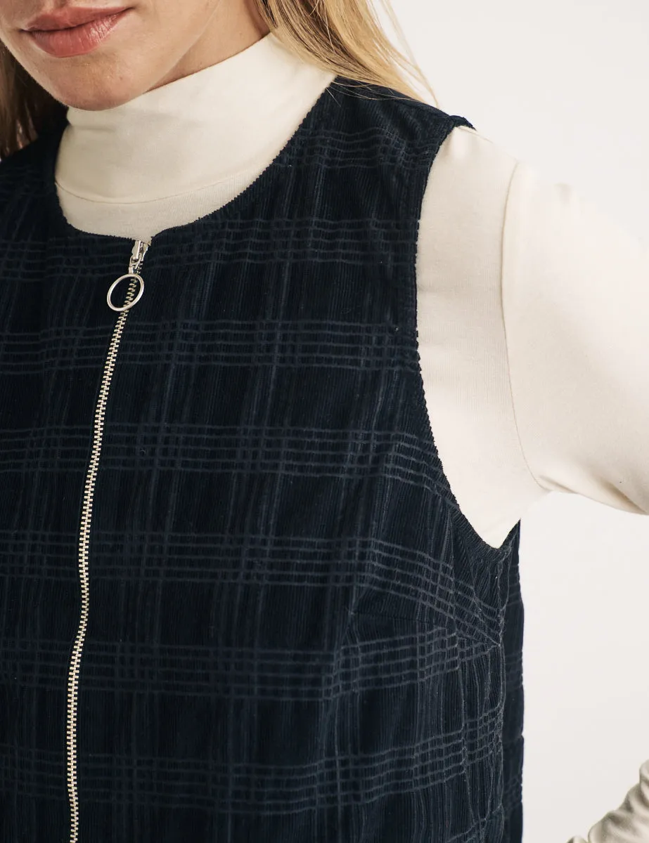 Black Cord Check Zip Through Homerton Mini Dress sold by Nobody's Child product image thumbnail 2