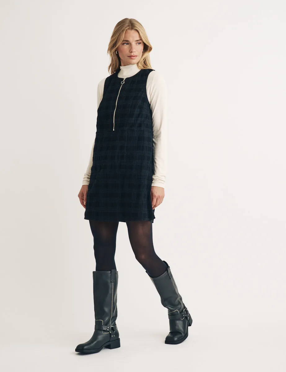 Black Cord Check Zip Through Homerton Mini Dress sold by Nobody's Child product image thumbnail 3