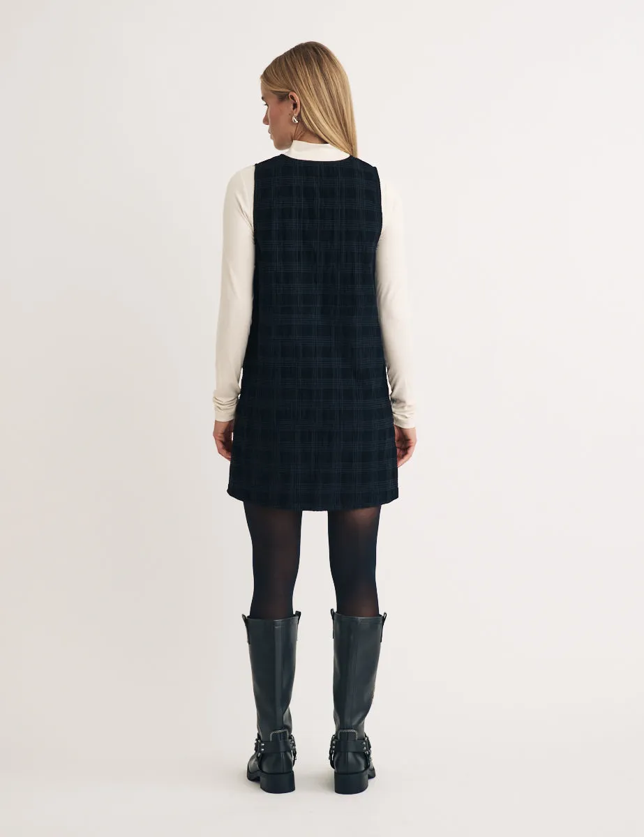 Black Cord Check Zip Through Homerton Mini Dress sold by Nobody's Child product image thumbnail 4