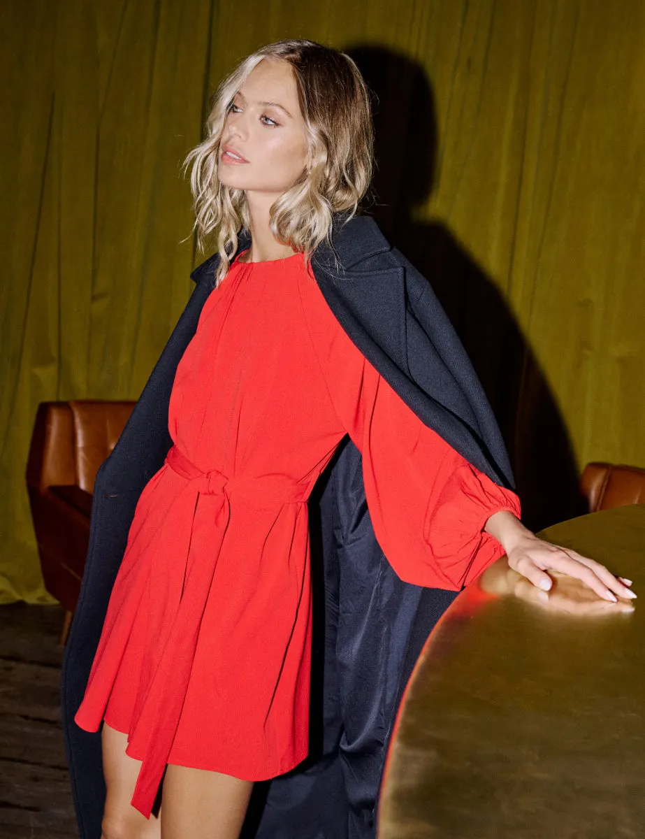 Red Gathered Tie Waist Mayall Mini Dress sold by Nobody's Child product image thumbnail 2