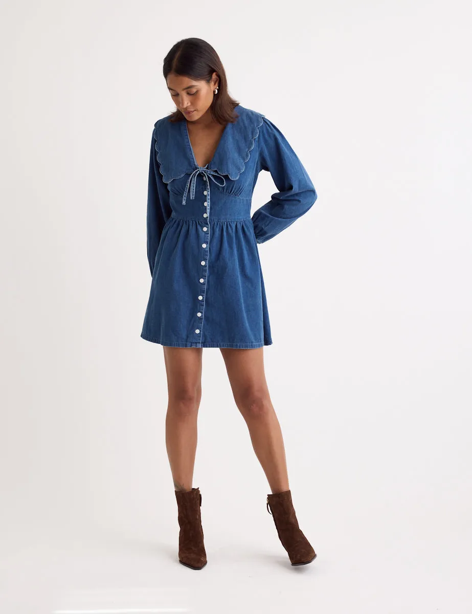 Denim Long Sleeve Birdie Mini Dress sold by Nobody's Child product image thumbnail 3