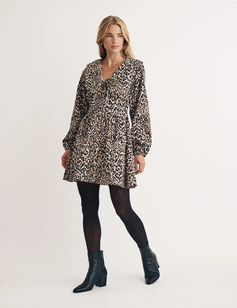Leopard Print Long Sleeve Birdie Mini Dress sold by Nobody's Child product image thumbnail 3