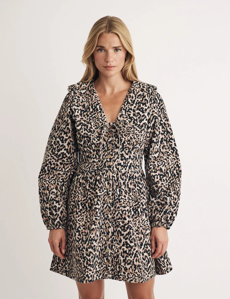 Leopard Print Long Sleeve Birdie Mini Dress sold by Nobody's Child