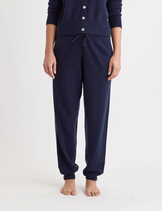 Navy Cashmere Knitted Joggers sold by Nobody's Child