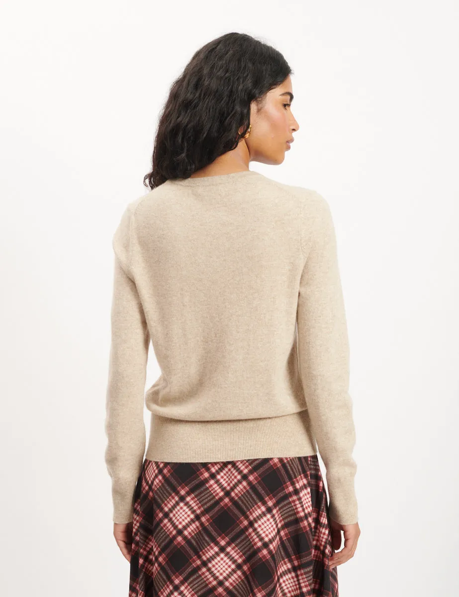 Beige Cashmere Crew Neck Knitted Jumper sold by Nobody's Child product image thumbnail 4