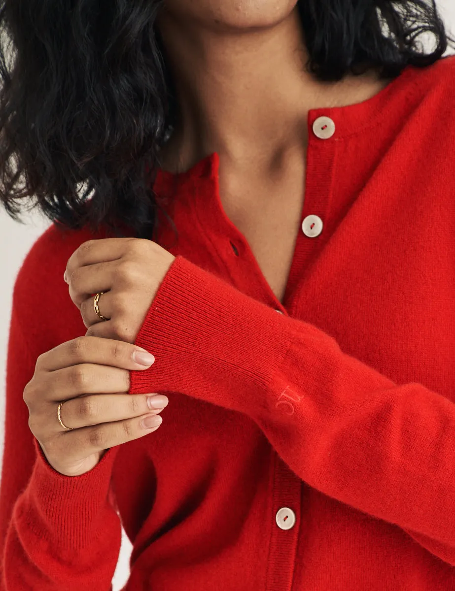 Red Cashmere Crew Neck Cardigan sold by Nobody's Child product image thumbnail 2