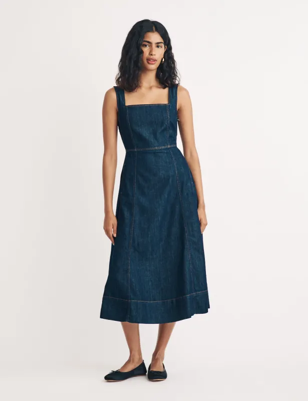 Denim Austin Midi Pinafore Dress sold by Nobody's Child