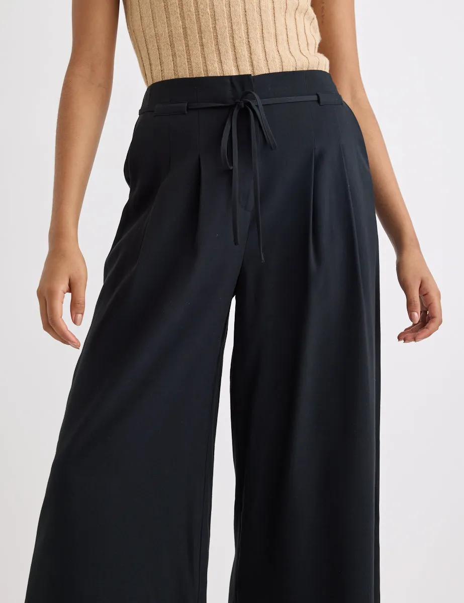 Black Tie Waist Wide Leg Trousers sold by Nobody's Child product image thumbnail 2