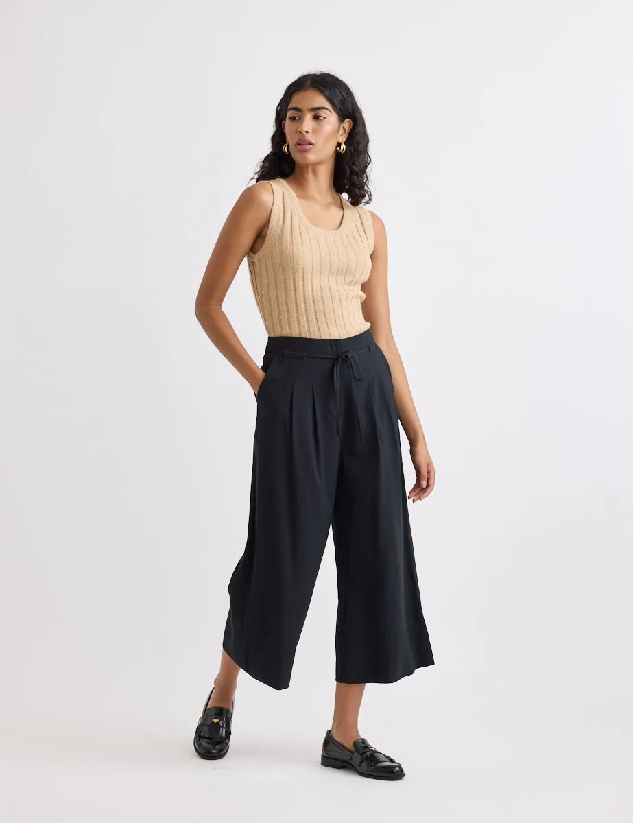 Black Tie Waist Wide Leg Trousers sold by Nobody's Child product image thumbnail 3