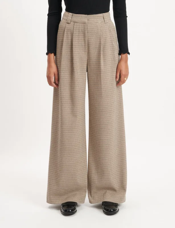 Heritage Check Wide Leg Tailored Trousers sold by Nobody's Child