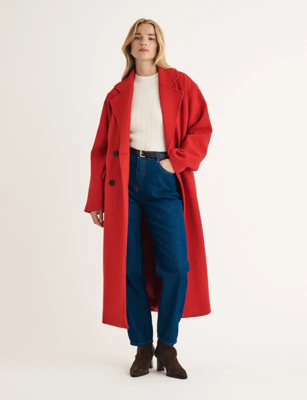 Oversized Red Double Breasted Wool Blend Coat sold by Nobody's Child