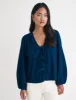 Dark Denim Tie Front Bernadetta Blouse sold by Nobody's Child