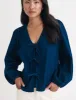 Dark Denim Tie Front Bernadetta Blouse sold by Nobody's Child