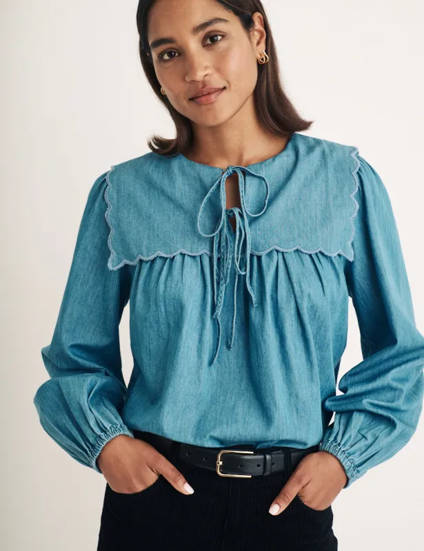 Denim Long Sleeve Blouse sold by Nobody's Child