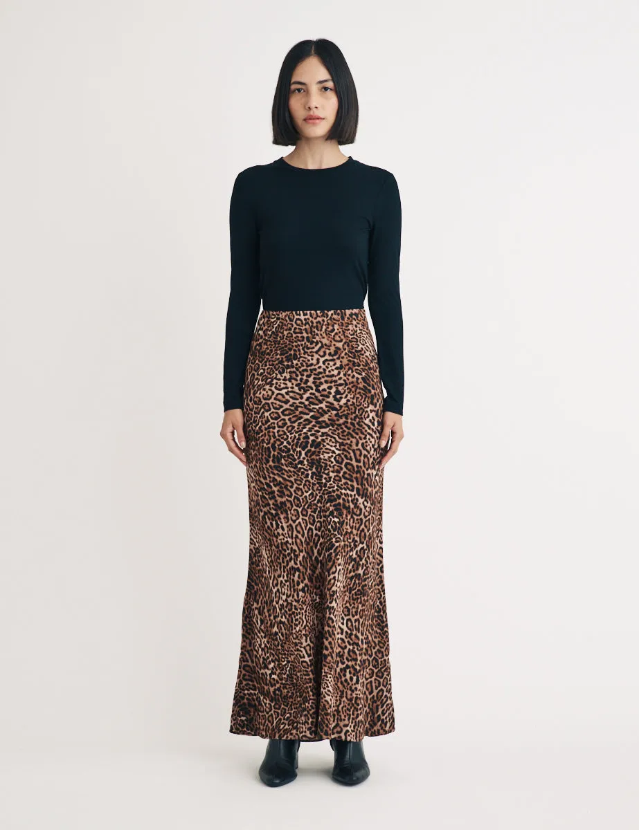 Leopard Print Midi Slip Skirt sold by Nobody's Child product image thumbnail 3