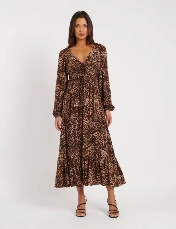 Leopard Print Samantha Midi Dress sold by Nobody's Child