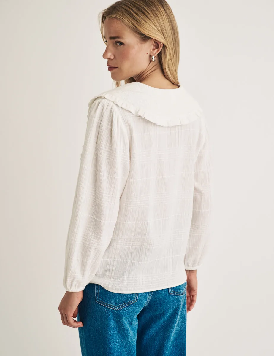 White Check Collared Emmie Blouse sold by Nobody's Child product image thumbnail 4