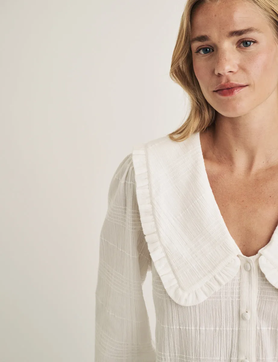 White Check Collared Emmie Blouse sold by Nobody's Child product image thumbnail 2