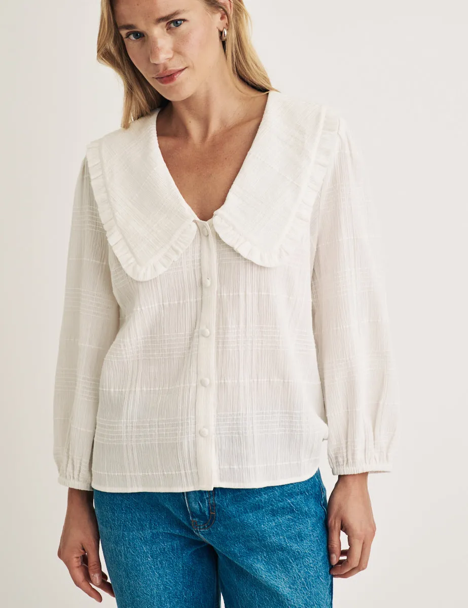 White Check Collared Emmie Blouse sold by Nobody's Child product image thumbnail 3