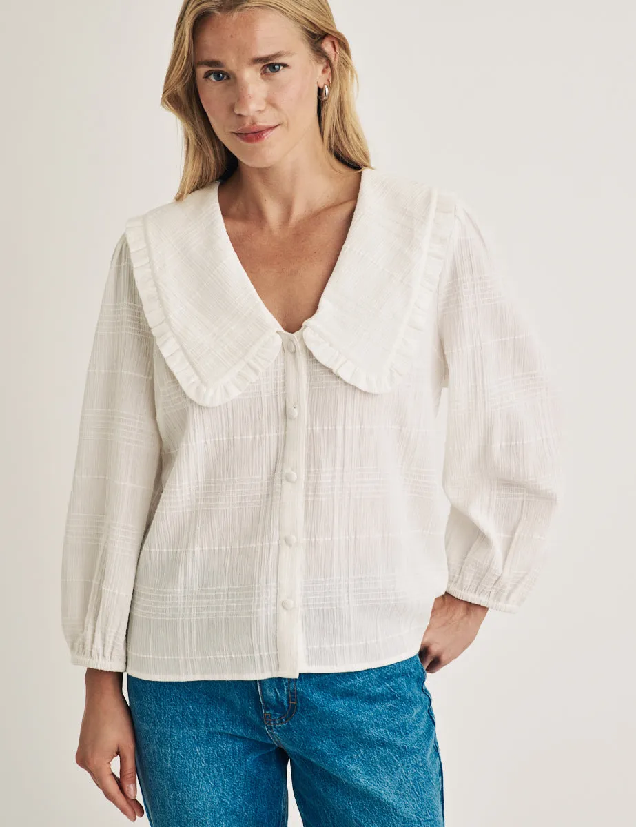 White Check Collared Emmie Blouse sold by Nobody's Child