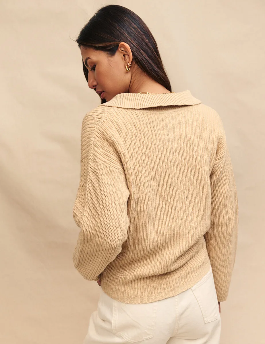 Beige Collared Zip Up Cardigan sold by Nobody's Child product image thumbnail 4