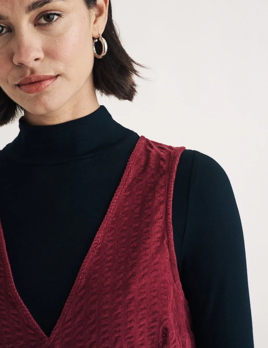 Burgundy Cord Piper Mini Pinafore Dress sold by Nobody's Child product image thumbnail 3