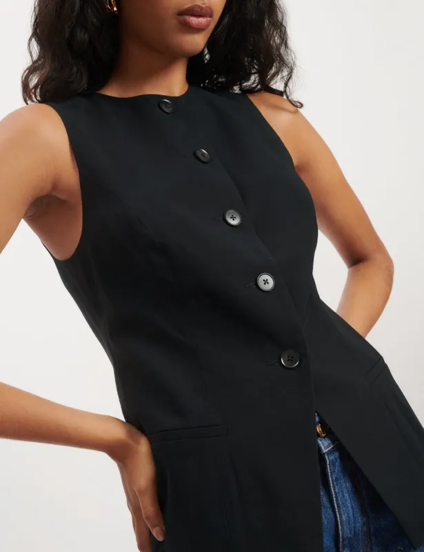 Black Longline Waistcoat sold by Nobody's Child