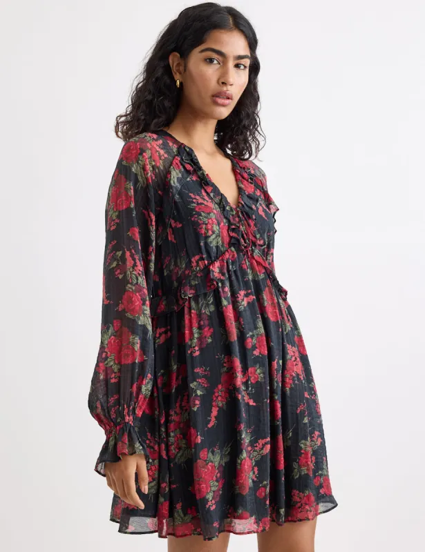 Black Floral Aries Mini Dress sold by Nobody's Child