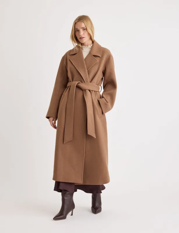 Oversized Camel Belted Wool Blend Coat sold by Nobody's Child