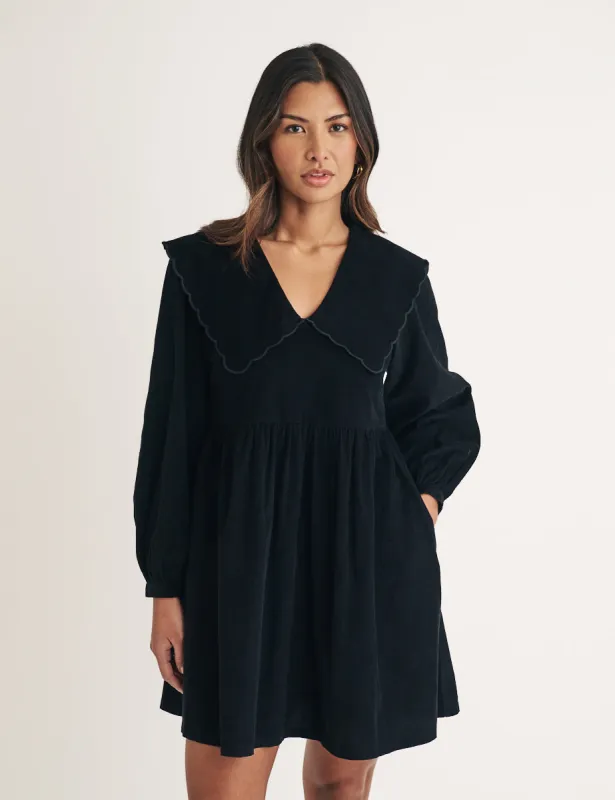 Black Cord Peter Pan Collar Cassis Mini Dress sold by Nobody's Child
