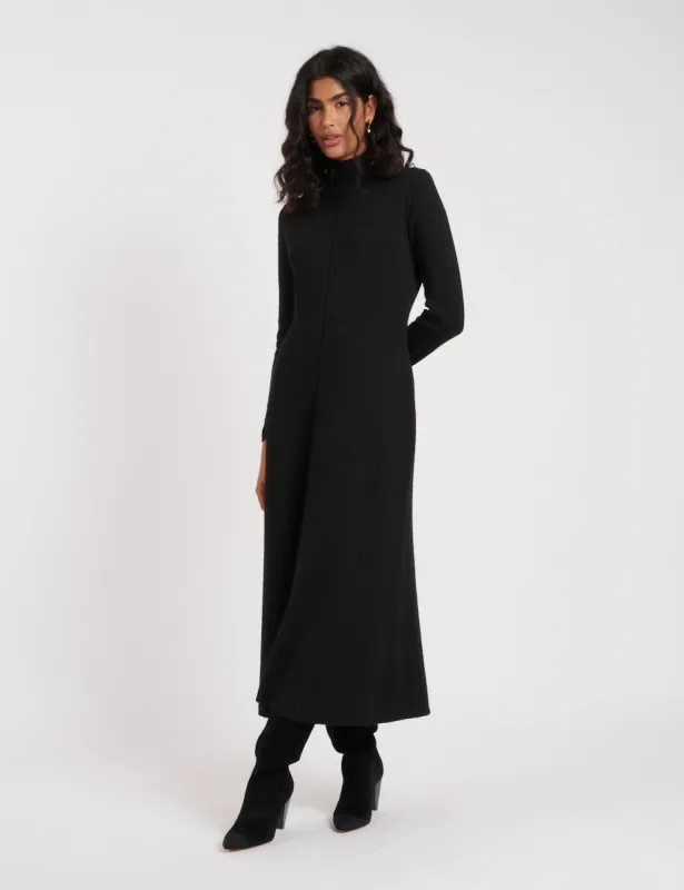 Petite Black Knitted A-line Midi Dress sold by Nobody's Child