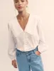 White Long Sleeve Birdie Blouse sold by Nobody's Child
