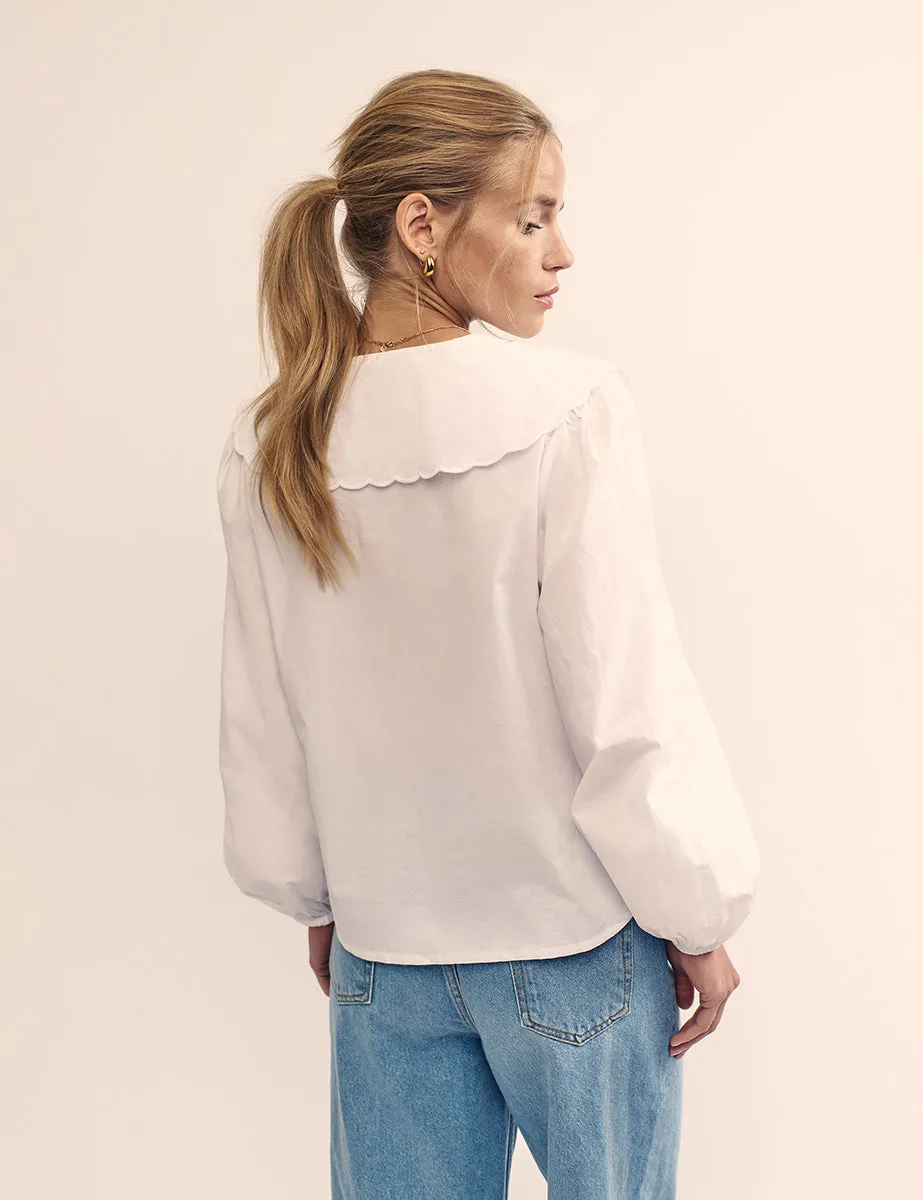 White Long Sleeve Birdie Blouse sold by Nobody's Child product image thumbnail 4